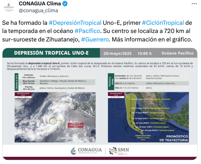 Lee más sobre el artículo Se forma primer ciclón tropical de la temporada en el Océano Pacífico