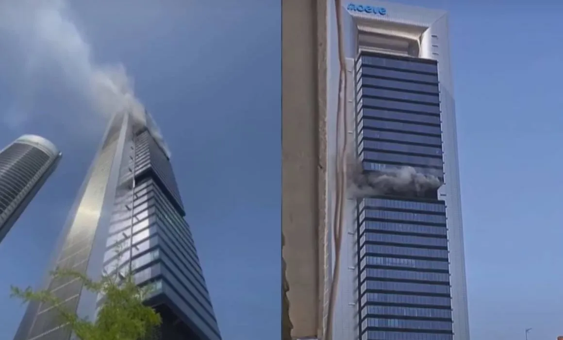Lee más sobre el artículo Reportan explosión e incendio en la Torre Moeve de Madrid